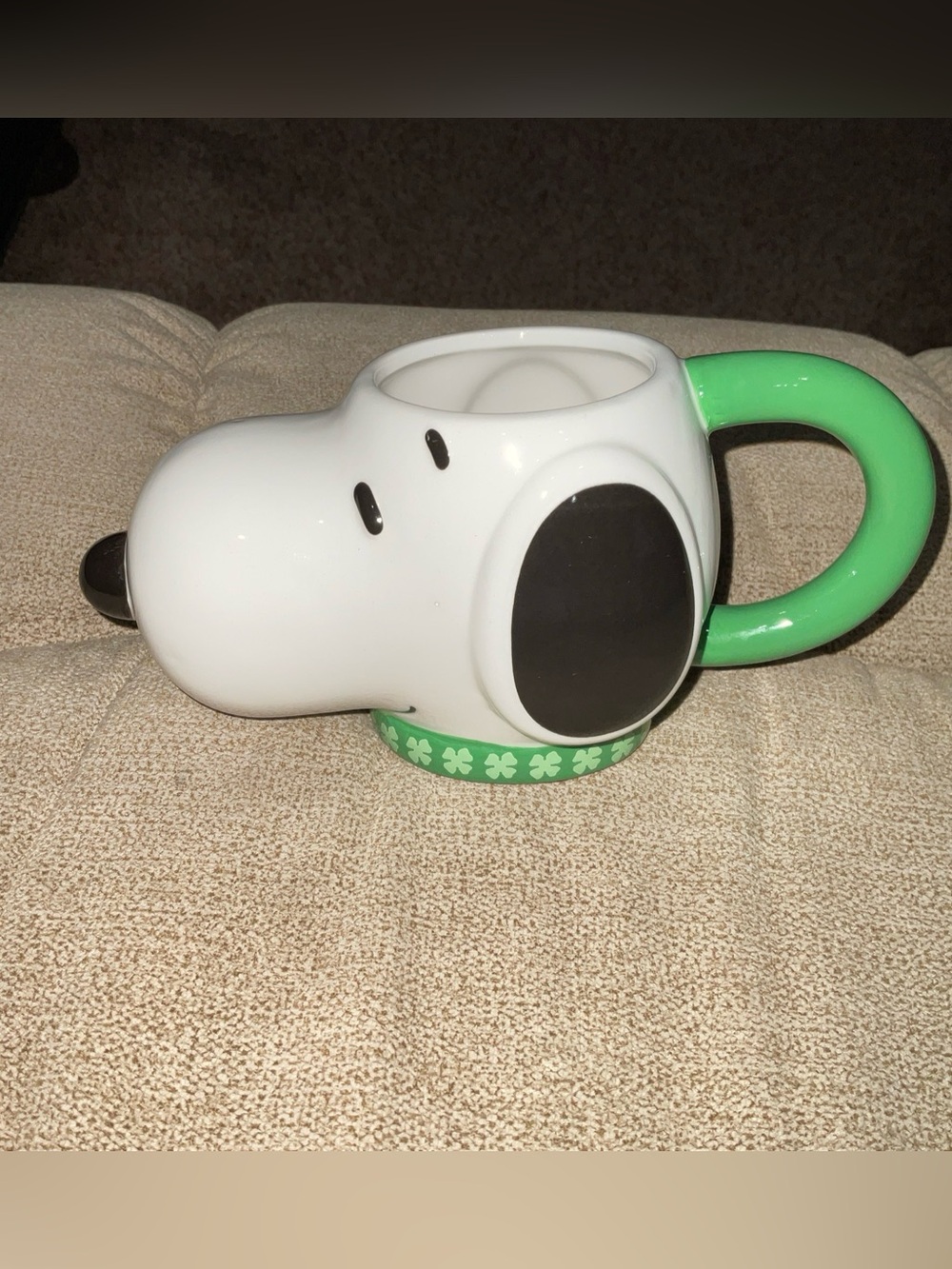 Peanuts Snoopy Sculpted Head Mug Clover Collar, adorable, EUC, HTF